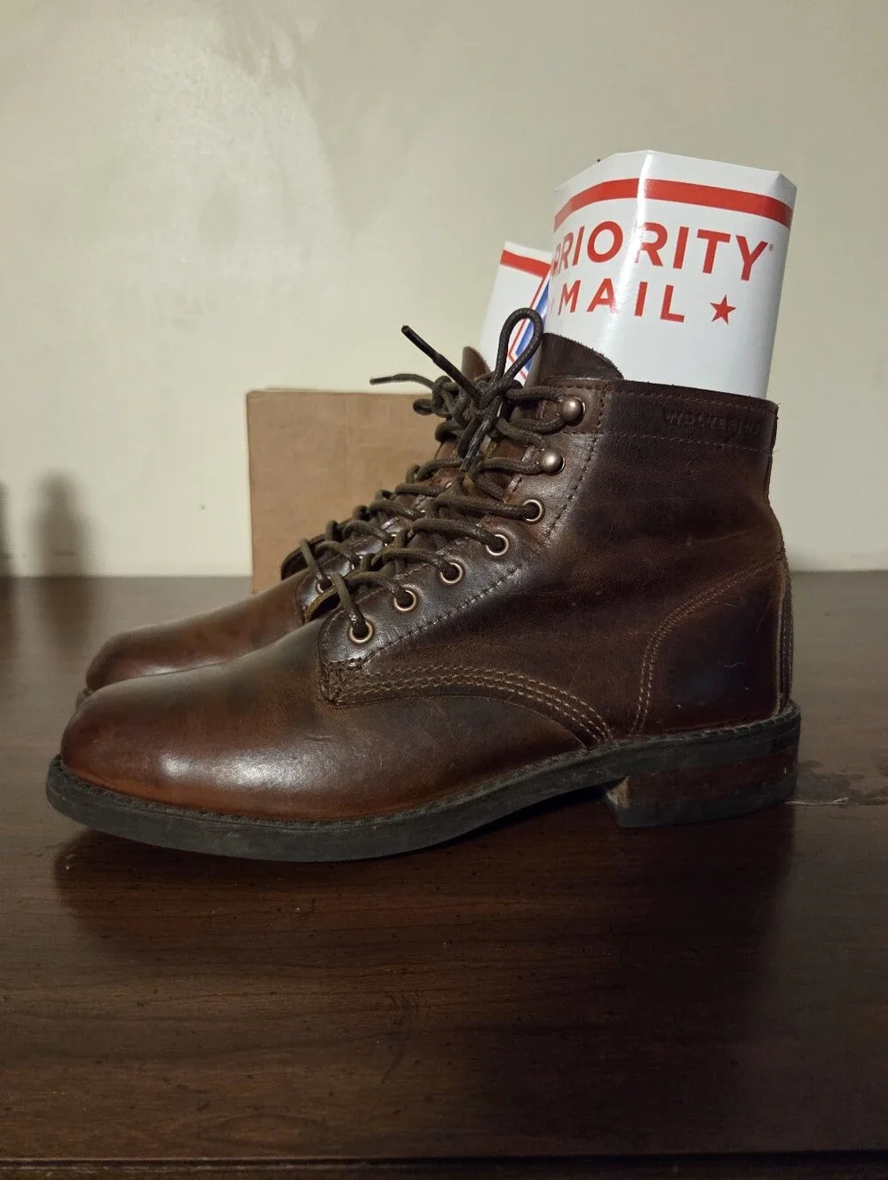 Wolverine 1000 Mile Boots Men 7.5 Rust Brown Leather Plain Toe Vibram W05299 USA